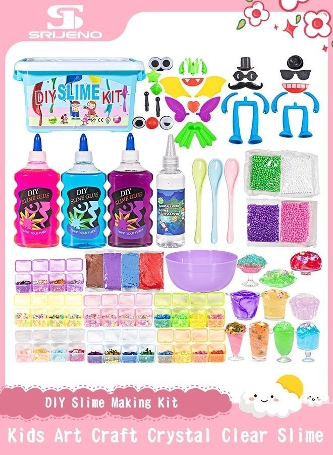 SRIJENO DIY Slime Kit for Girls Boys Stress Relief Toy Kids Art Craft Crystal Clear Slime Girls Toys Gifts for Kids Age 6+ Year Old - Image 1