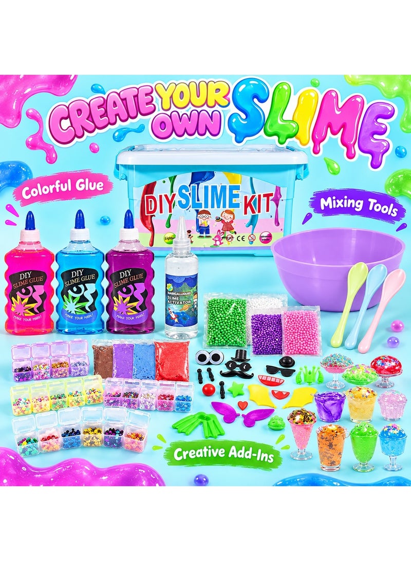 SRIJENO DIY Slime Kit for Girls Boys Stress Relief Toy Kids Art Craft Crystal Clear Slime Girls Toys Gifts for Kids Age 6+ Year Old - Image 2
