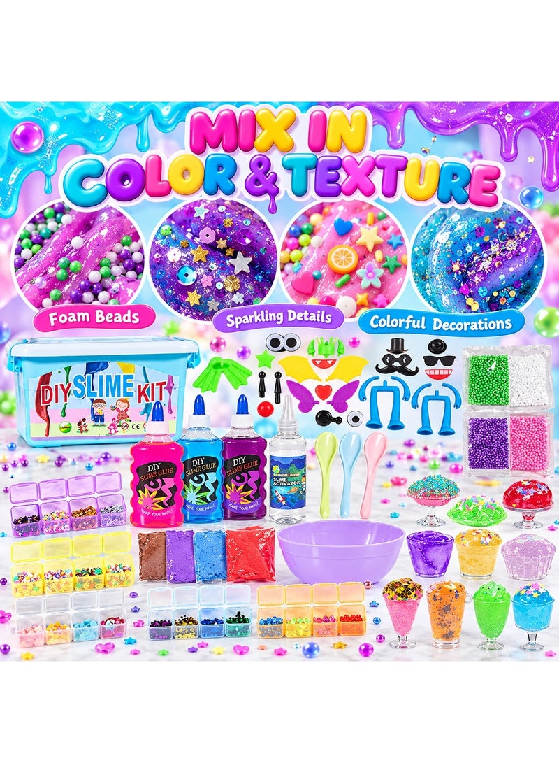 SRIJENO DIY Slime Kit for Girls Boys Stress Relief Toy Kids Art Craft Crystal Clear Slime Girls Toys Gifts for Kids Age 6+ Year Old - Image 3