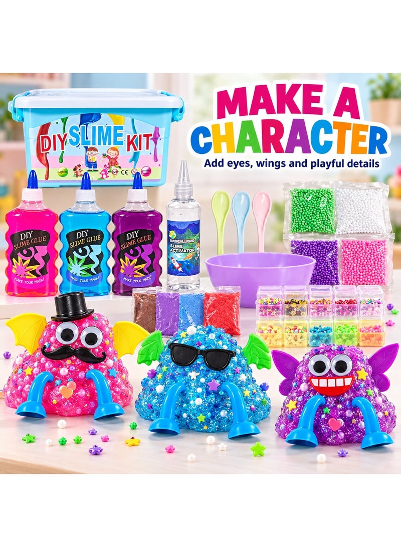 SRIJENO DIY Slime Kit for Girls Boys Stress Relief Toy Kids Art Craft Crystal Clear Slime Girls Toys Gifts for Kids Age 6+ Year Old - Image 5