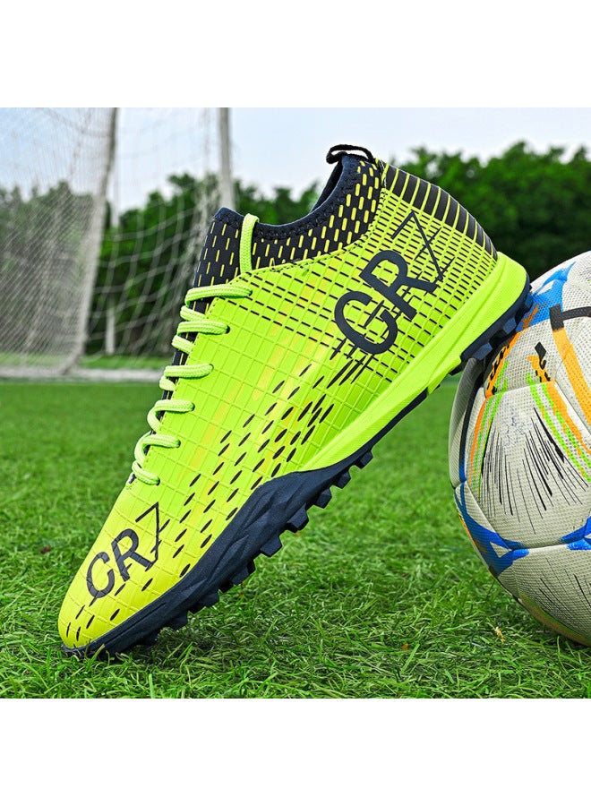 Zhongbang Kids Football Shoes TF Crushed Nails Artificial Lawn AG Nails Leather Foot Training Shoes for Boys Girls Teenagers Fluorescent Green