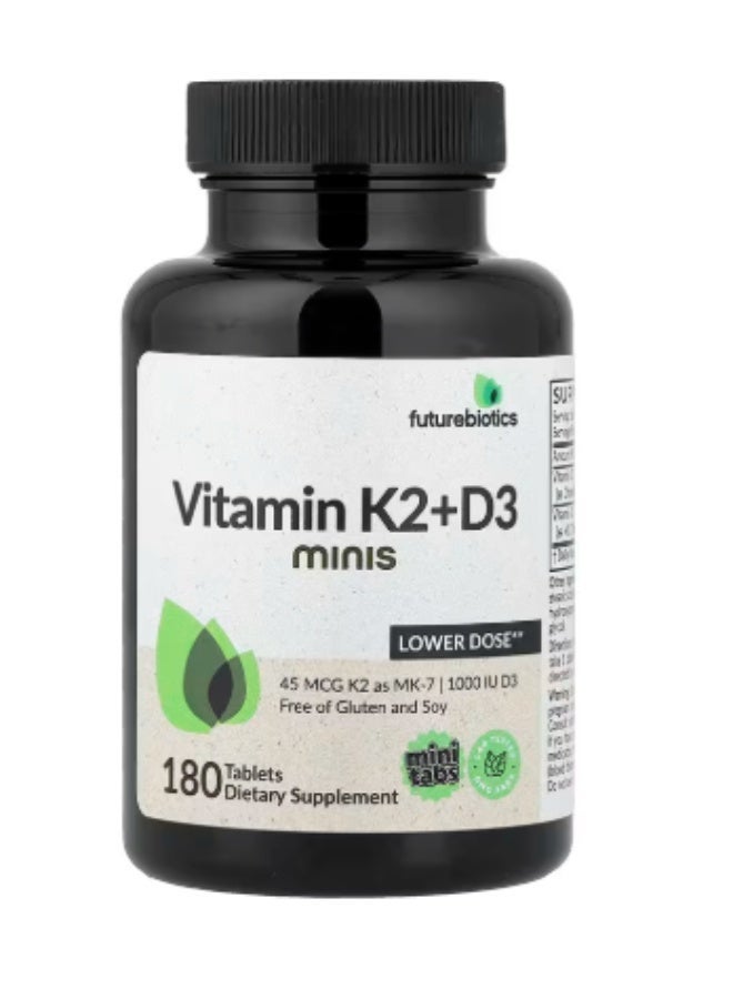 Futurebiotics, Vitamin K2 + D3 Minis, 180 Tablets - Image 1