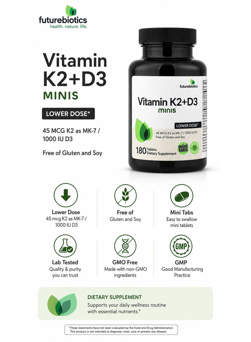 Futurebiotics, Vitamin K2 + D3 Minis, 180 Tablets - Image 4