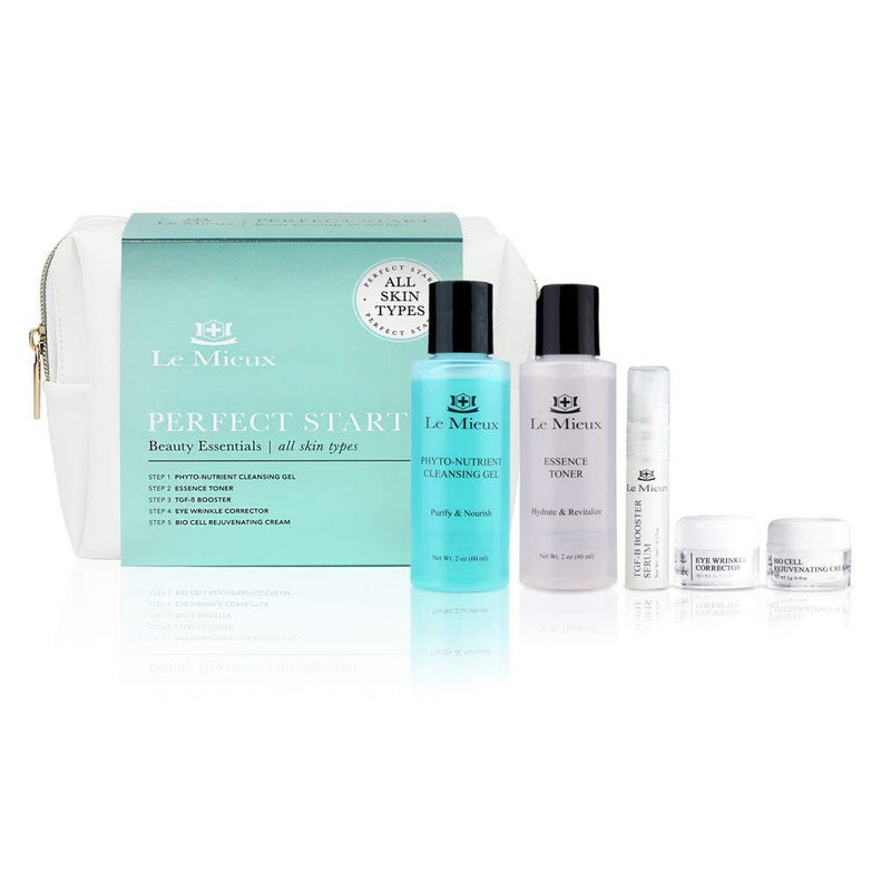 Le Mieux Perfect Start Beauty Essentials Set for Normal Skin 5Piece Facial Set PhytoNutrient Cleansing Gel Essence Toner TGFB Booster Eye Wrinkle Corrector Bio Cell Rejuvenating Cream