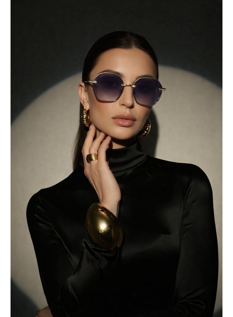BOLD Camille Hexagon Sunglasses for Women - Gold - Image 3