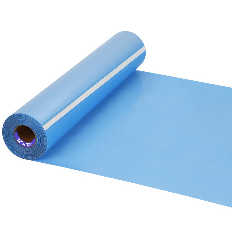 HTVVETUR HTV Iron on Vinyl 12Inch by 12ft Roll Heat Transfer Vinyl for T-Shirt HTV Vinyl Rolls for All Cutter Machine - Easy to Cut & Weed for Heat Transfer Design (12ft, Sky Blue) - Image 1