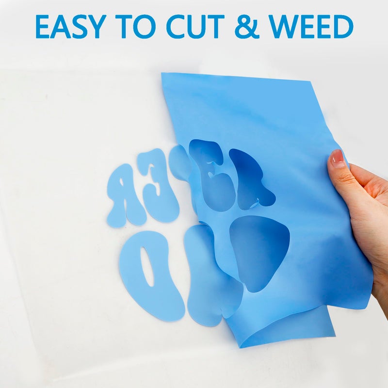 HTVVETUR HTV Iron on Vinyl 12Inch by 12ft Roll Heat Transfer Vinyl for T-Shirt HTV Vinyl Rolls for All Cutter Machine - Easy to Cut & Weed for Heat Transfer Design (12ft, Sky Blue) - Image 4