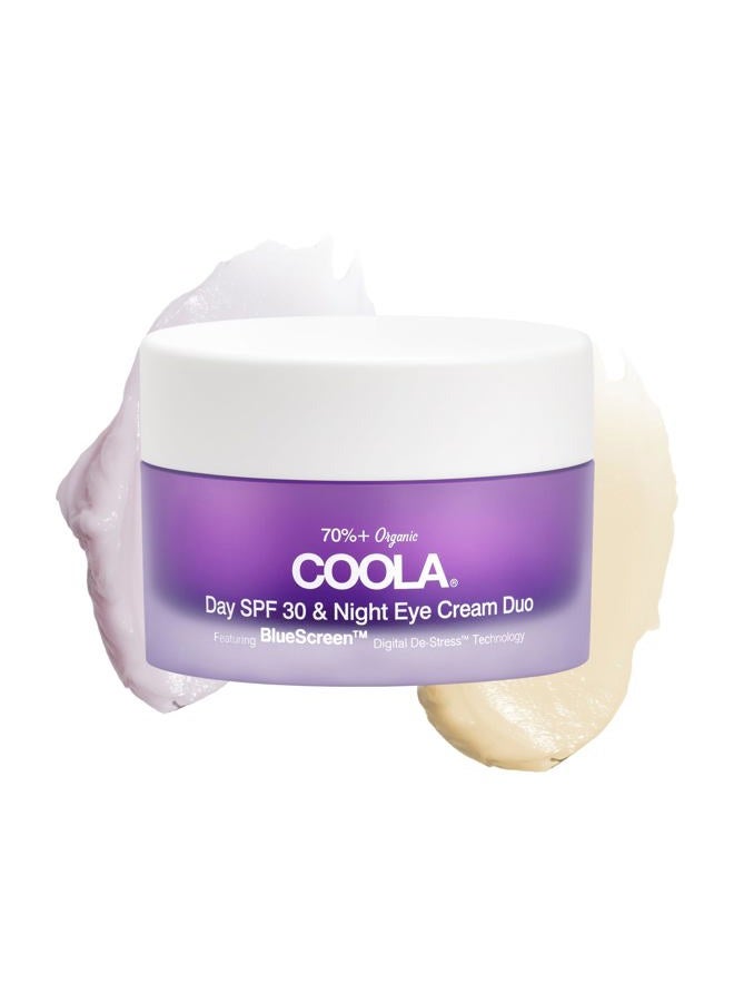 Organic Day and Night Eye Cream Face Moisturizer with SPF 30, Dermatologist Tested Face Sunscreen with Plant-Derived BlueScreen Digital De-Stress Technology, 0.8 Fl Oz