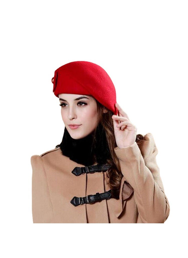 Generic - New Korean Wool Beret Double Flower Winter Hat Black - Image 1