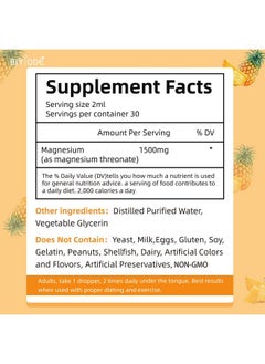 BIYODE Magnesium L-Threonate Liquid Drops Restore Health Magnesium Levels Support Cardiovascular Promote Restful Sleep Stress Management 60ml Net Wt Pineapple Flavor  - Image 2
