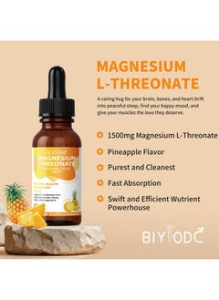 BIYODE Magnesium L-Threonate Liquid Drops Restore Health Magnesium Levels Support Cardiovascular Promote Restful Sleep Stress Management 60ml Net Wt Pineapple Flavor  - Image 3
