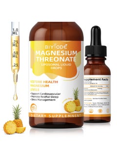BIYODE Magnesium L-Threonate Liquid Drops Restore Health Magnesium Levels Support Cardiovascular Promote Restful Sleep Stress Management 60ml Net Wt Pineapple Flavor  - Image 1