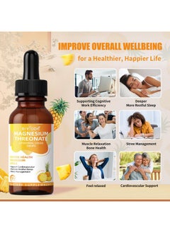 BIYODE Magnesium L-Threonate Liquid Drops Restore Health Magnesium Levels Support Cardiovascular Promote Restful Sleep Stress Management 60ml Net Wt Pineapple Flavor  - Image 5
