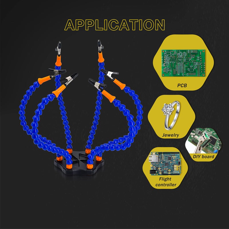 Fstop Labs Third Hand Soldering PCB Holder Tool Six Arms Octopus Helping Hands Crafts Workshop Helping Station Non-Slip Aluminum Base with Wire Cutting Plier - Image 5