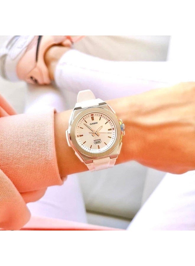 Casio LWA-300H-7EVDF Women’s Analog-Digital Sport Watch – White & Silver Resin Design with LED Light & World Time - Image 4