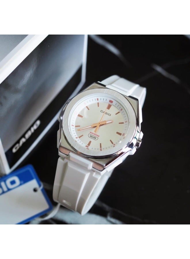 Casio LWA-300H-7EVDF Women’s Analog-Digital Sport Watch – White & Silver Resin Design with LED Light & World Time - Image 3