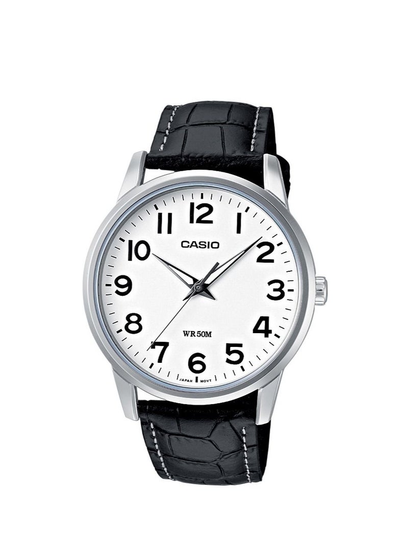 Casio Analog Black Leather Band White Dial Couple Watch MTP/LTP-1303L-7BVDF - Image 2
