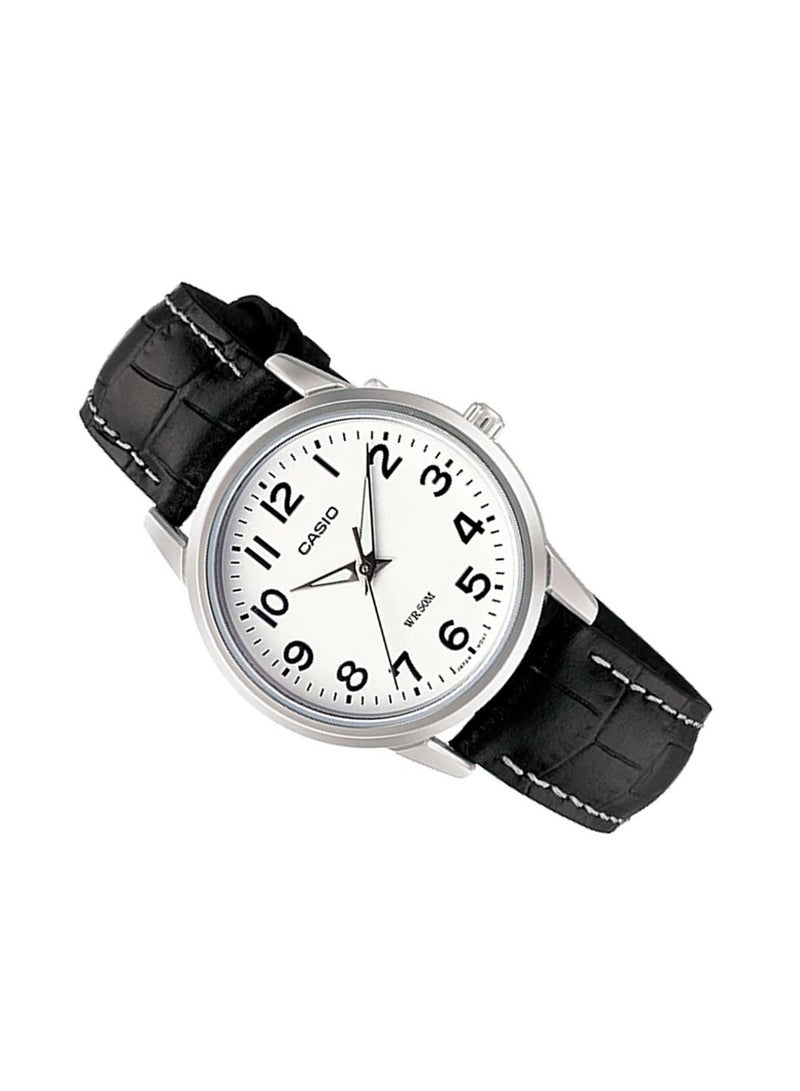 Casio Analog Black Leather Band White Dial Couple Watch MTP/LTP-1303L-7BVDF - Image 5