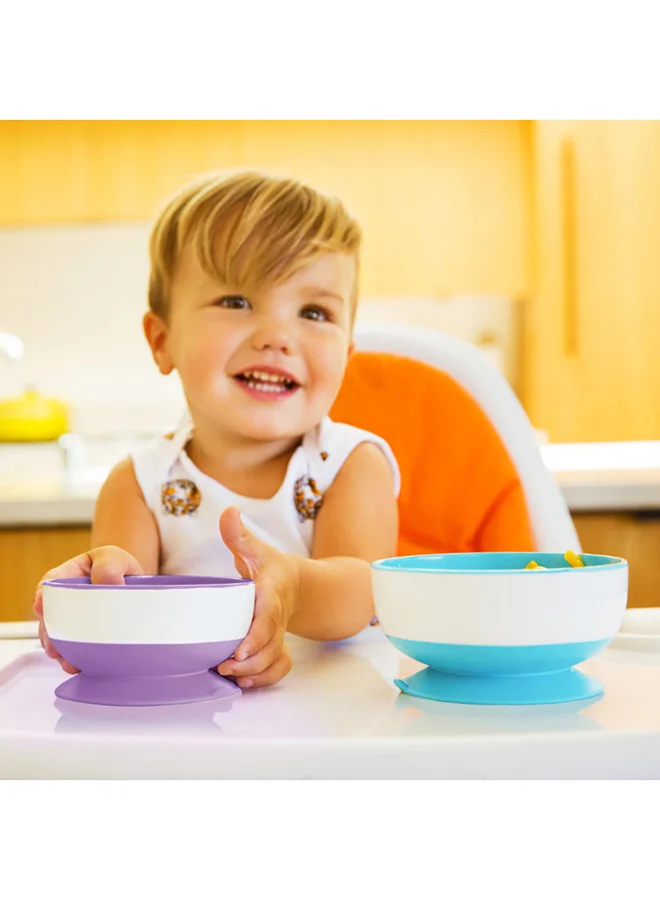 Munchkin Pack Of 3 Stay Put Suction Bowls- (Blue/Green/Purple)