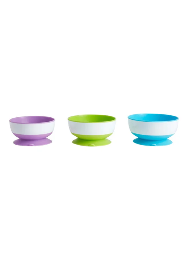 Munchkin Pack Of 3 Stay Put Suction Bowls- (Blue/Green/Purple)