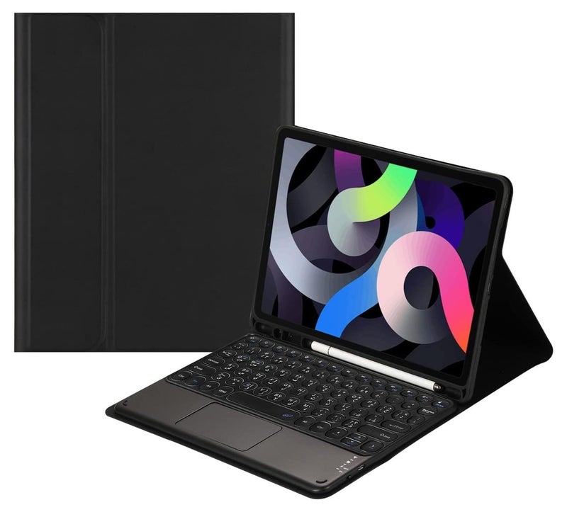 INFOSUN iPad Keyboard Case with Arabic English Bluetooth Keyboard for iPad 9th/8th/7th Generation, iPad 10.2 inch iPad Pro 10.5"/iPad Air 3rd Gen 10.5 iPad Keyboard Cover (Black) - Image 1