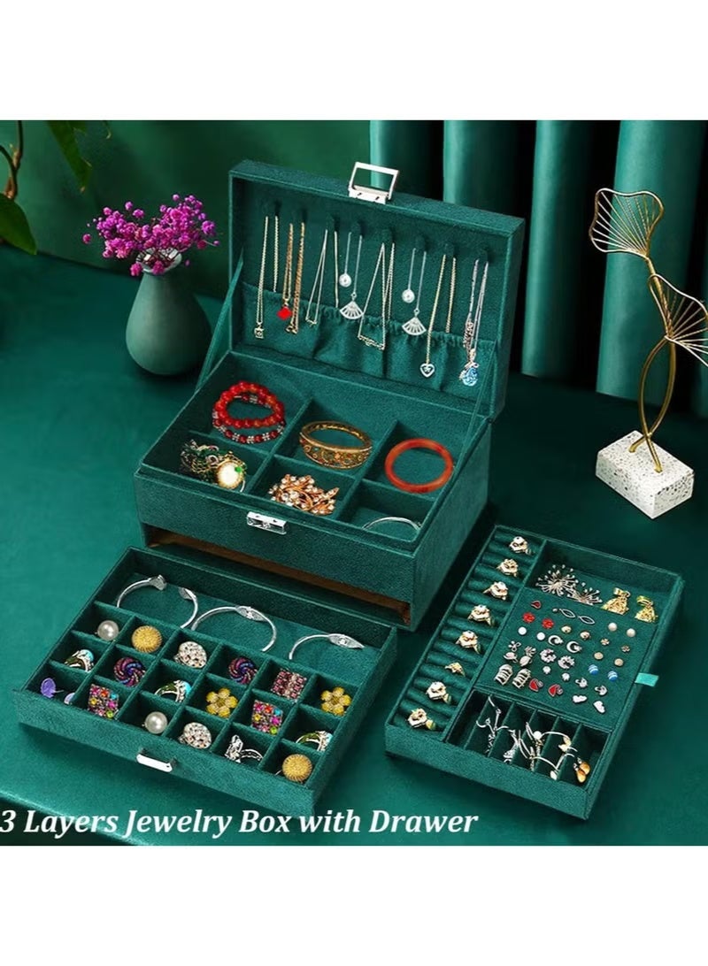 Shein Jewelry and makeup bag/ A multi-layer bag for organizing jewelry, accessories and makeup, consisting of 3 layers with a lock and made of high-quality materials. - Image 3