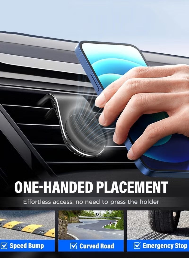 Car Mobile Holder Mobile Phone Navigation Magnetic Bracket Magnetic Phone Bracket for Car L Type 360° Rotatable Car Phone Mount Magnet Universal Car Cellphone Navigation Bracket Phone Holder (Black) - Image 2