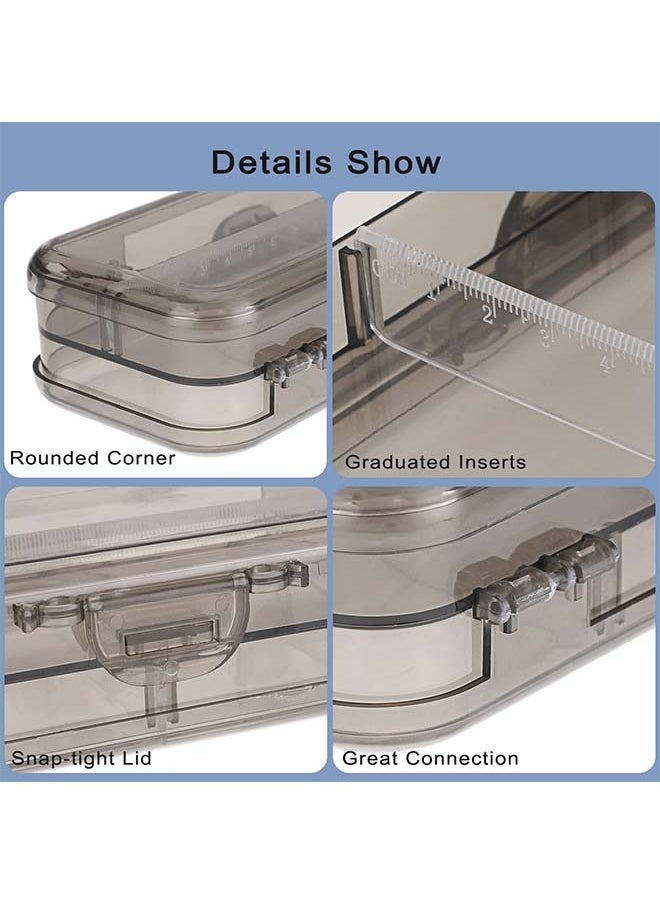 Generic - BTSKY 4 Pack Double Deck Pencils Box Clear Plastic Stationery Box with 4 Removable Ruler Dividing Spacers Multi-grid Home Utility Box with 6 Compartments for Pencils Erasers Clips, Clear Black - Image 1