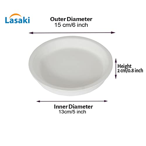Lasaki Round Ceramic Trays (Plates Saucers) for Pots, planters, Flower, Succulent(Set of 2,White,5 inch) R5(Plants not Included) - Image 4