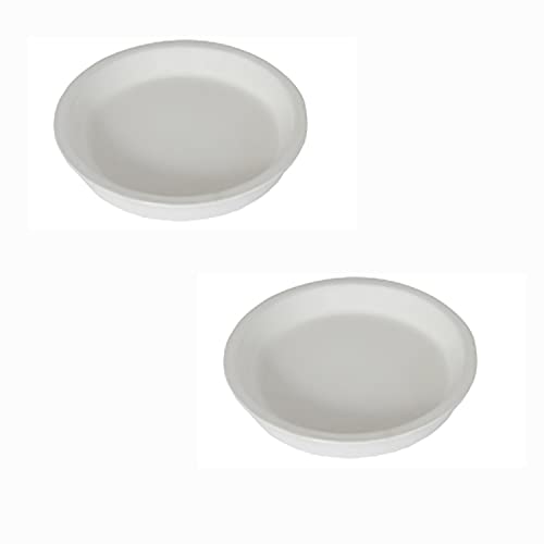Lasaki Round Ceramic Trays (Plates Saucers) for Pots, planters, Flower, Succulent(Set of 2,White,5 inch) R5(Plants not Included) - Image 1