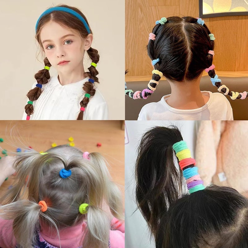 Bluezoo 3 Textures 250Pcs Baby Hair Ties Seamless Cotton Ponytail Holders for Girls Kids Women Cute Small Soft Hair Bands Easy Off BlueZOO No Damage Tiny Hair Scrunchies Wont Pull Out 08inch Dia - Image 4