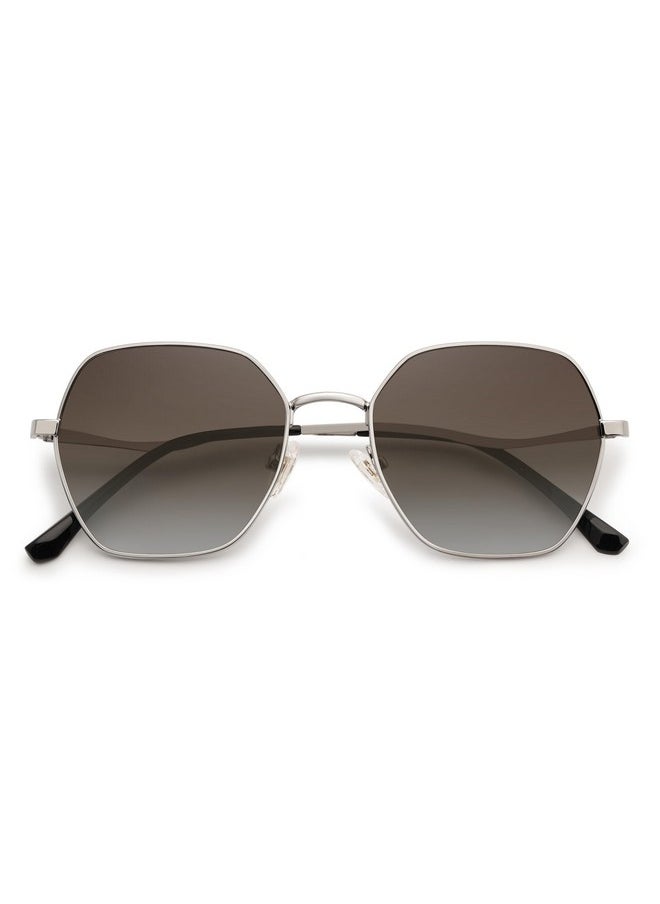 Sojos Hexagon Square Polarized Sunglasses For Women Men Retro Gold Rim Wire Frame Polygon Shades Sj1101, Silver Frame/Brown Grading Lens  - Image 1