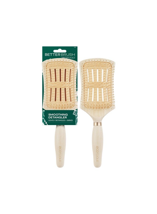 EcoTools Smoothing Detangler Hairbrush, Brush For Wet Or Dry Hair, Pain-Free Detangling, Style & Smooth Hair, Heat Resistant Brush, Renewable Bamboo & Flexible Bristles, Vegan & Cruelty-Free, 1 Count - Image 1