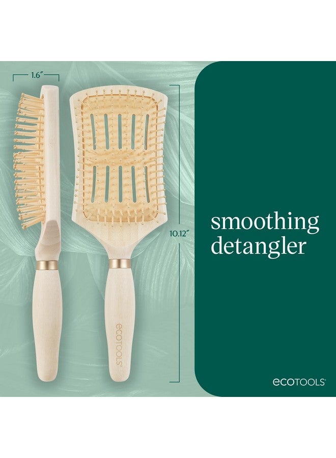 EcoTools Smoothing Detangler Hairbrush, Brush For Wet Or Dry Hair, Pain-Free Detangling, Style & Smooth Hair, Heat Resistant Brush, Renewable Bamboo & Flexible Bristles, Vegan & Cruelty-Free, 1 Count - Image 4