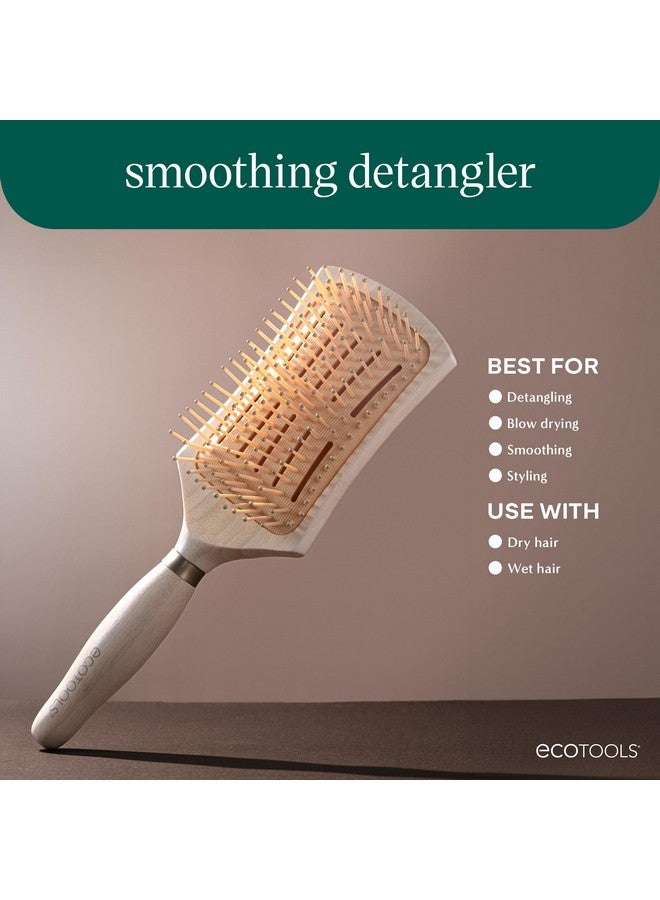 EcoTools Smoothing Detangler Hairbrush, Brush For Wet Or Dry Hair, Pain-Free Detangling, Style & Smooth Hair, Heat Resistant Brush, Renewable Bamboo & Flexible Bristles, Vegan & Cruelty-Free, 1 Count - Image 3