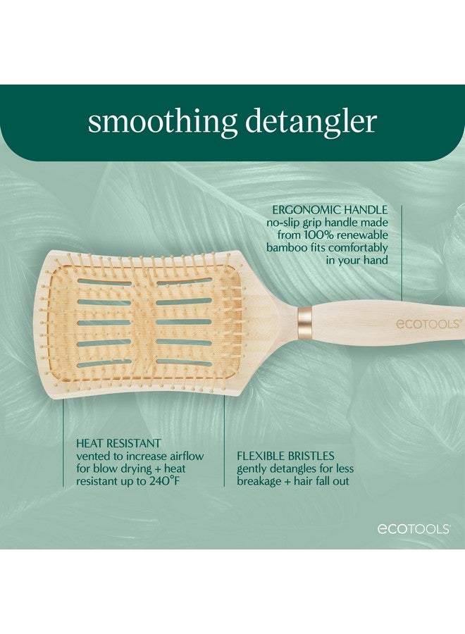 EcoTools Smoothing Detangler Hairbrush, Brush For Wet Or Dry Hair, Pain-Free Detangling, Style & Smooth Hair, Heat Resistant Brush, Renewable Bamboo & Flexible Bristles, Vegan & Cruelty-Free, 1 Count - Image 2