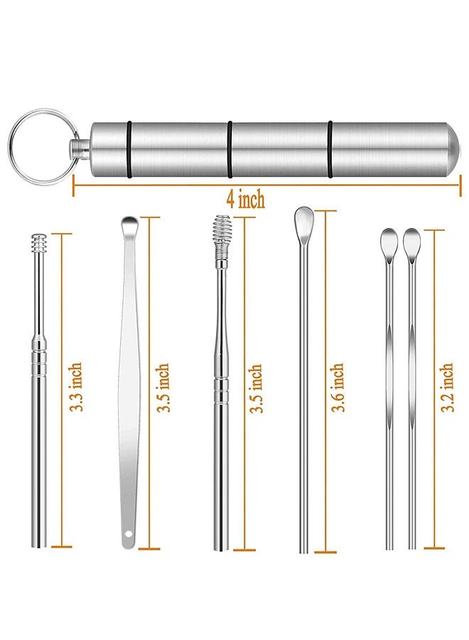 Generic Ear Cleaner kit Earwax Removal Set 6Pcs Stainless Steel Ear wax Removal Tool set Reusable Ear Pick Tools Set with Storage Box(Silver)  - Image 3