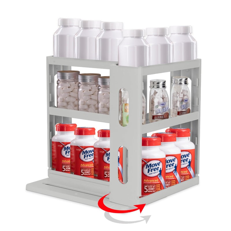 Dutiplus Medicine Organizer 2 Three-Decker Shelves Cabinet Storage Rack Organizer for Holding Vitamins, Supplements Cosmetics 10.82â€H x 5.82â€W x 10.43â€D (Advanced Gray) - Image 1