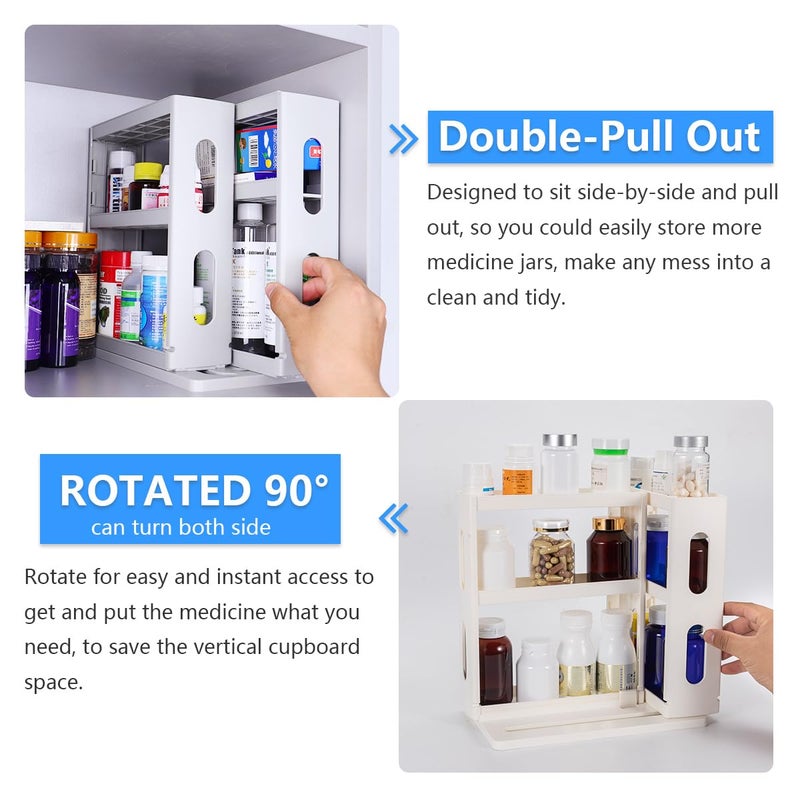 Dutiplus Medicine Organizer 2 Three-Decker Shelves Cabinet Storage Rack Organizer for Holding Vitamins, Supplements Cosmetics 10.82â€H x 5.82â€W x 10.43â€D (Advanced Gray) - Image 4