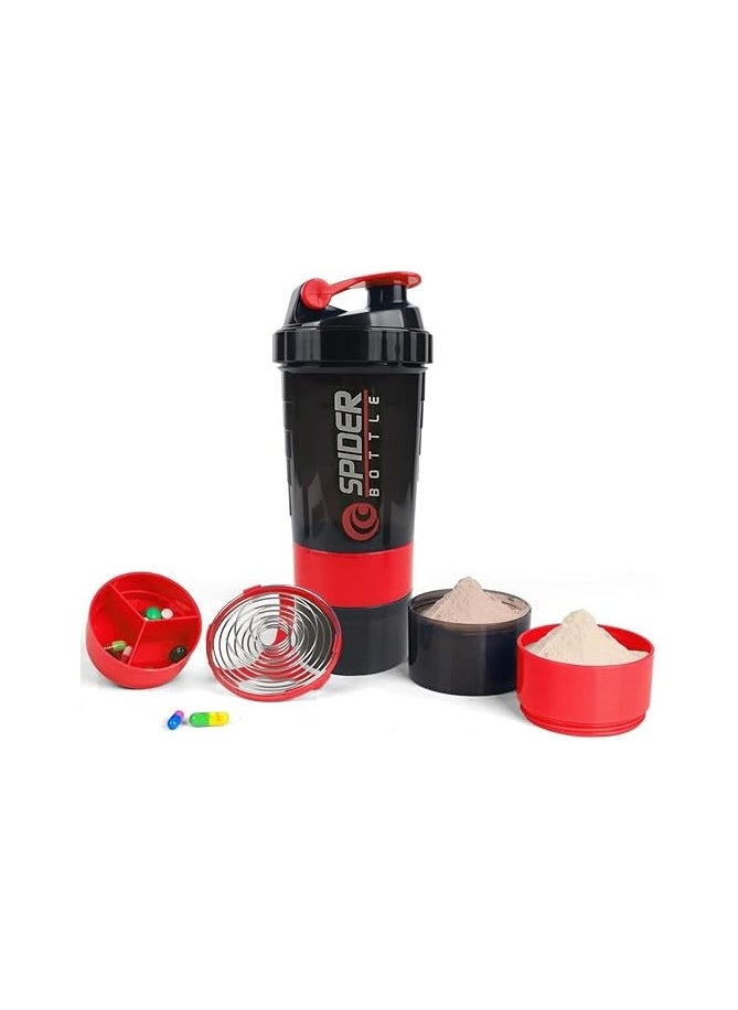 QSHOP Qshop Premium Protein Shaker Bottle for Gym with Storage Organizer for Medicine and Protein Powder, Sports 3-Layer Leak Proof Lid and Twist Lock Container BPA Free  - Image 1