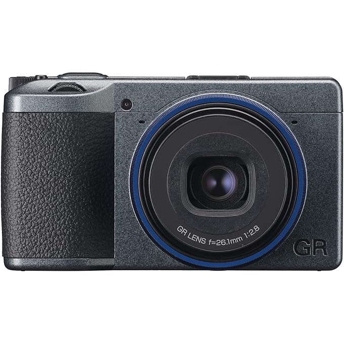 RICOH GR IIIx Urban Edition Premium Digital Compact Camera | Metallic Gray Body, Navy Blue Ring, 24MP APS-C Size CMOS Sensor, 40mm F2.8 GR lens (in 35mm format), in-body SR - Image 1