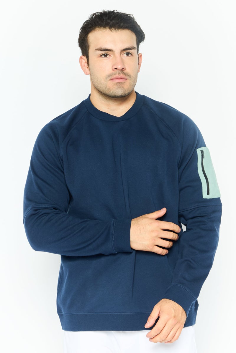 Hurley Men Sportswear Fit Long Sleeve Outdoor Sweatshirt, Navy Blue  - Image 1