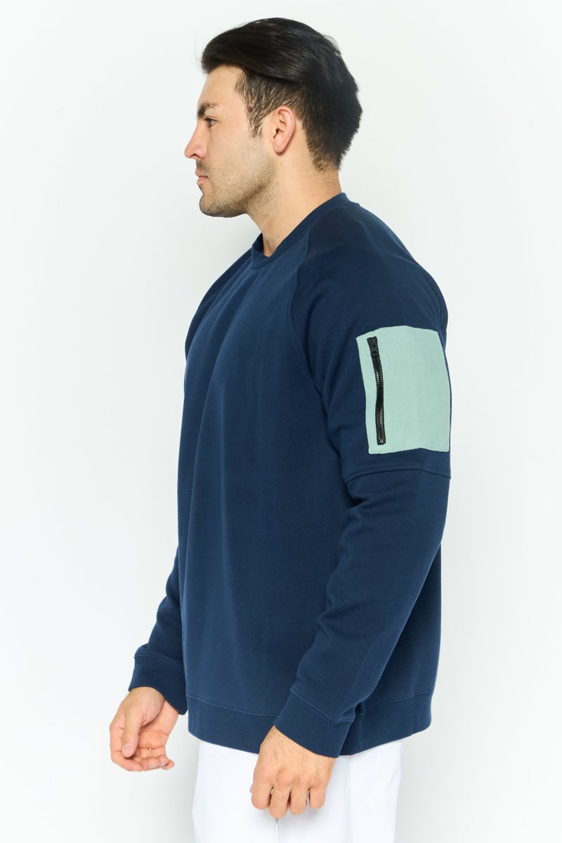 Hurley Men Sportswear Fit Long Sleeve Outdoor Sweatshirt, Navy Blue  - Image 2