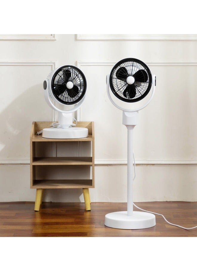 Adjustable Stand Fan with Rotating Head and Silent Operation - White  - Image 2