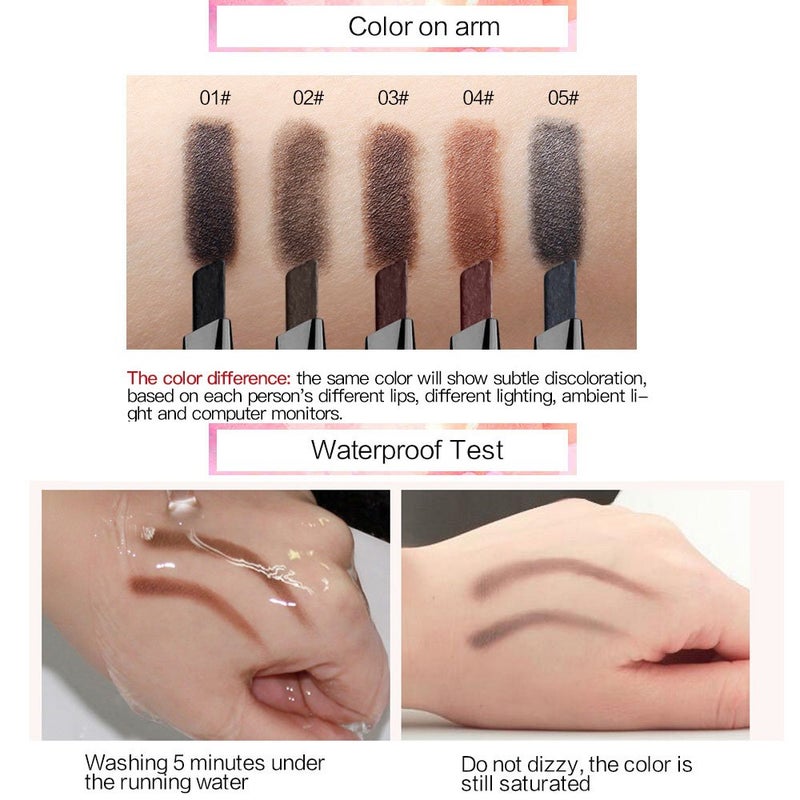 NICEFACE Eyebrow Pencil Black Double Ended Precision Waterproof Brow Cruelty Free(Black #1) - Image 4