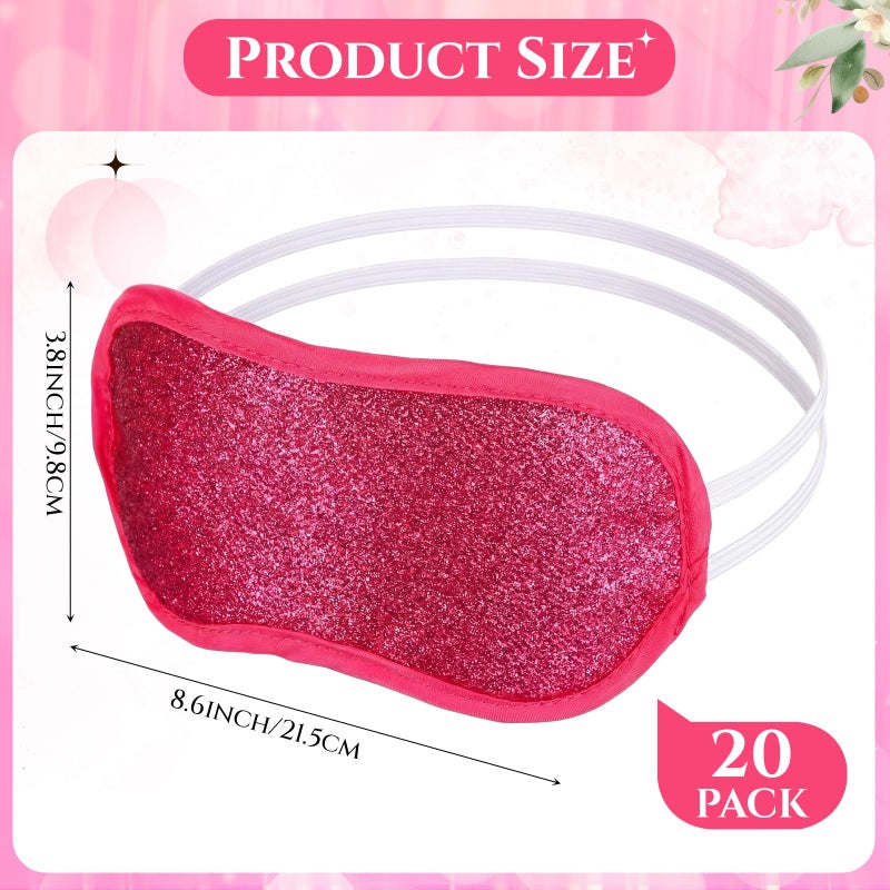 Chicingyou 12 Pcs Glitter Eye Mask Bulk Sleep Masks Eye Cover for Party Gifts Blindfold with Adjustable Elastic Strap for Bachelorette Party Supplies Women Men(Hot Pink) - Image 2