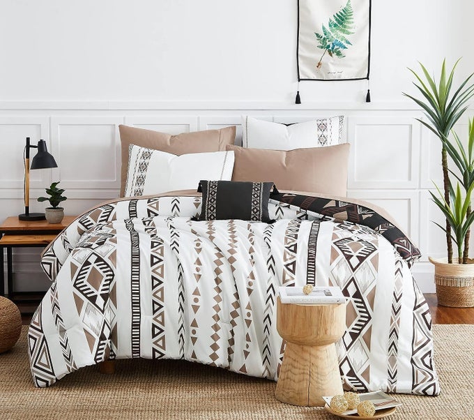 FULL COMFORTER SET 7 PIECES BED IN A BAG COMFORTABLE WESTERN BEDDING SETS FOR ALL SEASONS LIGHTWEIGHT SOFT BOHO COMFORTER BED SET WITH SHEETS PILLOWCASES SHAMS