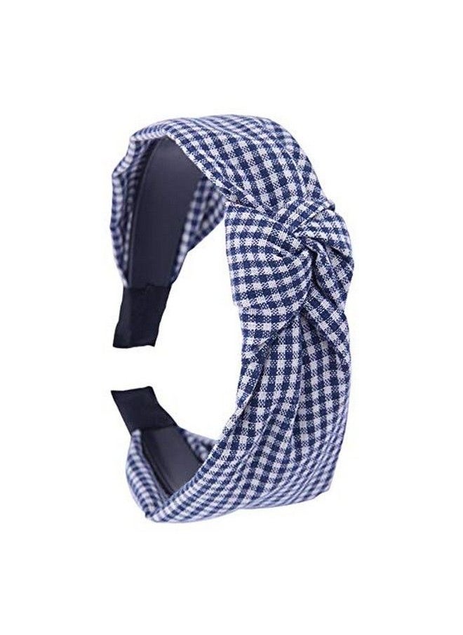 Happyupcity 4 Pcs Check Gingham Turban Headbands Lattice Cross Knot Headband Cloth Wrapped Plastic Headwear Hair Bands Hair Hoop Party Favors Hair Accessories For Girls Woman (Color Random)  - Image 4