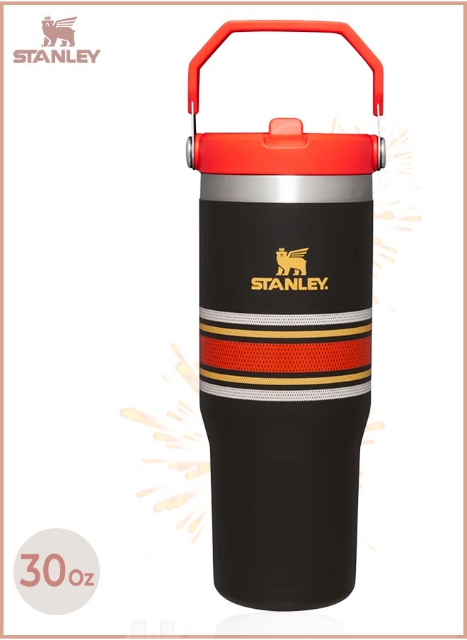 Stanley - IceFlow Stainless Steel Tumbler 30oz, Leak-Resistant, Vacuum Insulated Water Bottle with Straw, Keeps Drinks Cold for 12 Hours or Iced for 2 Days, Ideal for Home, Office or Travel, Neon Mesh - Image 1