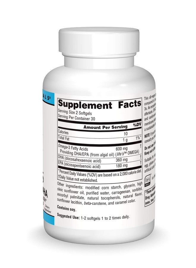 Source Naturals Vegan Omega 3S Non Fish Epa Dha For Heart And Brain Health Support* 300 Mg 60 Vegan Softfgels - Image 4